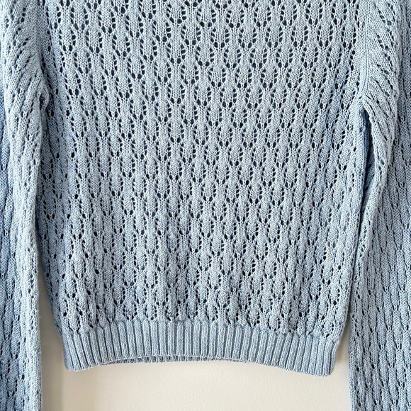 Reformation 100% Linen Blue Rose Pointelle Sweater - Picture 3 of 16